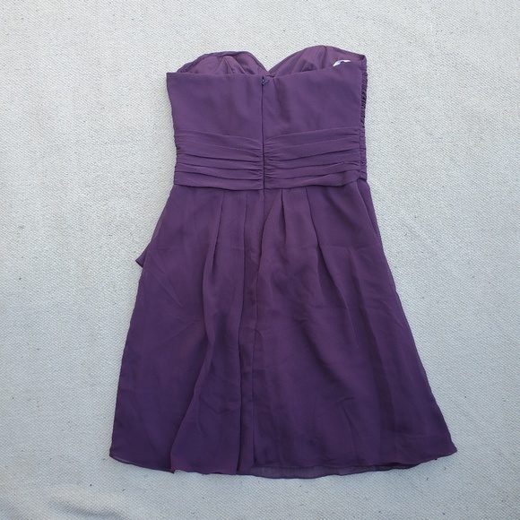 Short Purple Crinkle Chiffon Dress Front Cascade - Picture 2 of 9